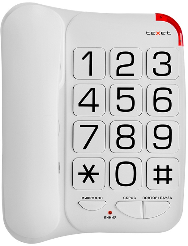 картинка Телефон проводной, белый, teXet ТХ-201 от магазина Альфанит в Кунгуре