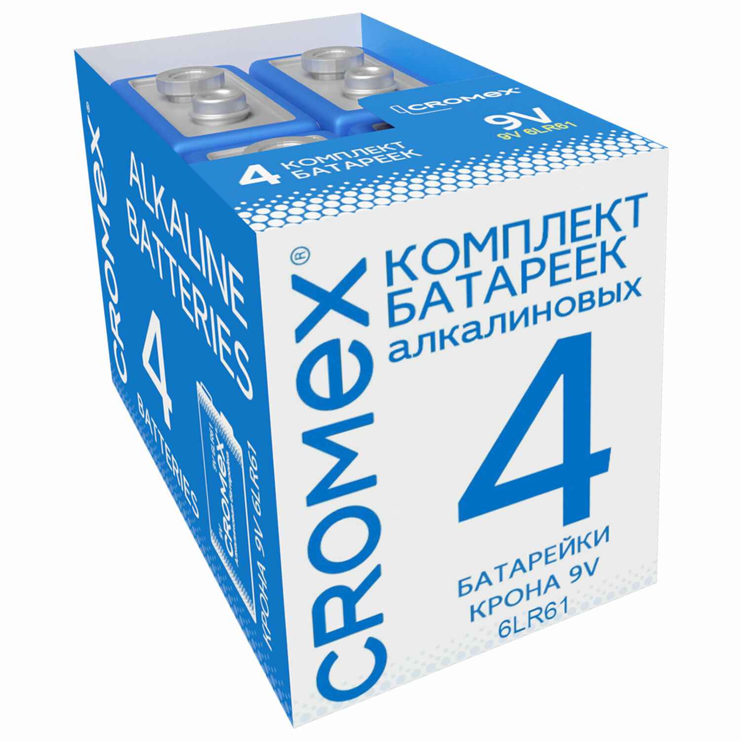 картинка Батарейки Крона 6LR61, 4*BI, CROMEX, 456453 от магазина Альфанит в Кунгуре