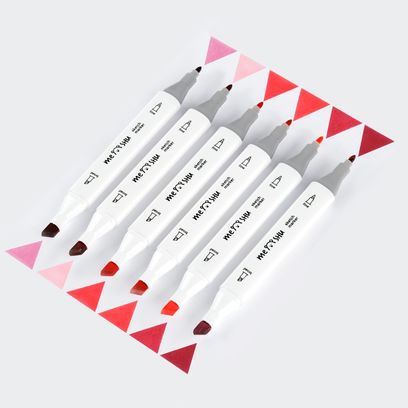картинка Скетч-маркеры двусторонние, 6 цв, 6 шт, трехгранный корпус, розовые цвета, MESHU, MS_38252 от магазина Альфанит в Кунгуре