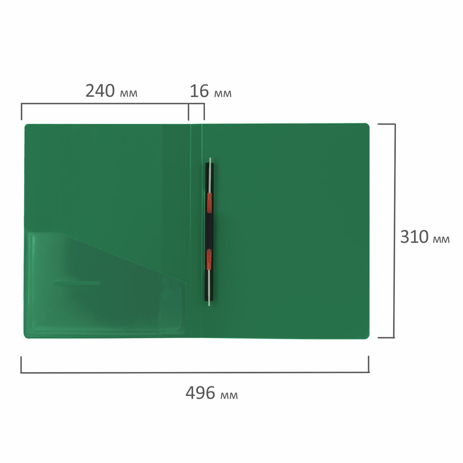 картинка Папка с металлическим скоросшивателем, А4, 0,7 мм, до 100 л, пластик, зеленый, BRAUBERG, 221784 от магазина Альфанит в Кунгуре