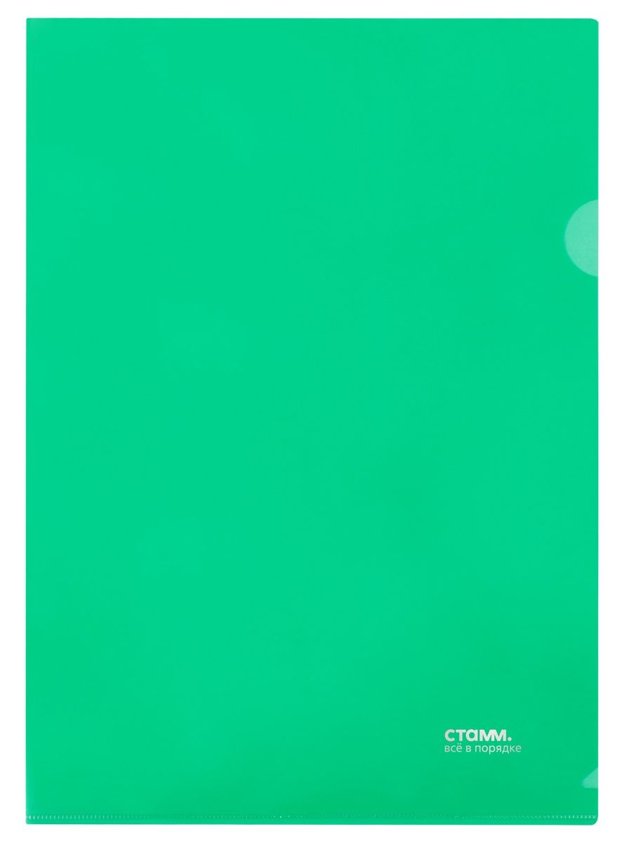 картинка Папка-уголок, А4, 180 мкм, пластик, прозрачный зеленый, СТАММ, ММ-30945 от магазина Альфанит в Кунгуре