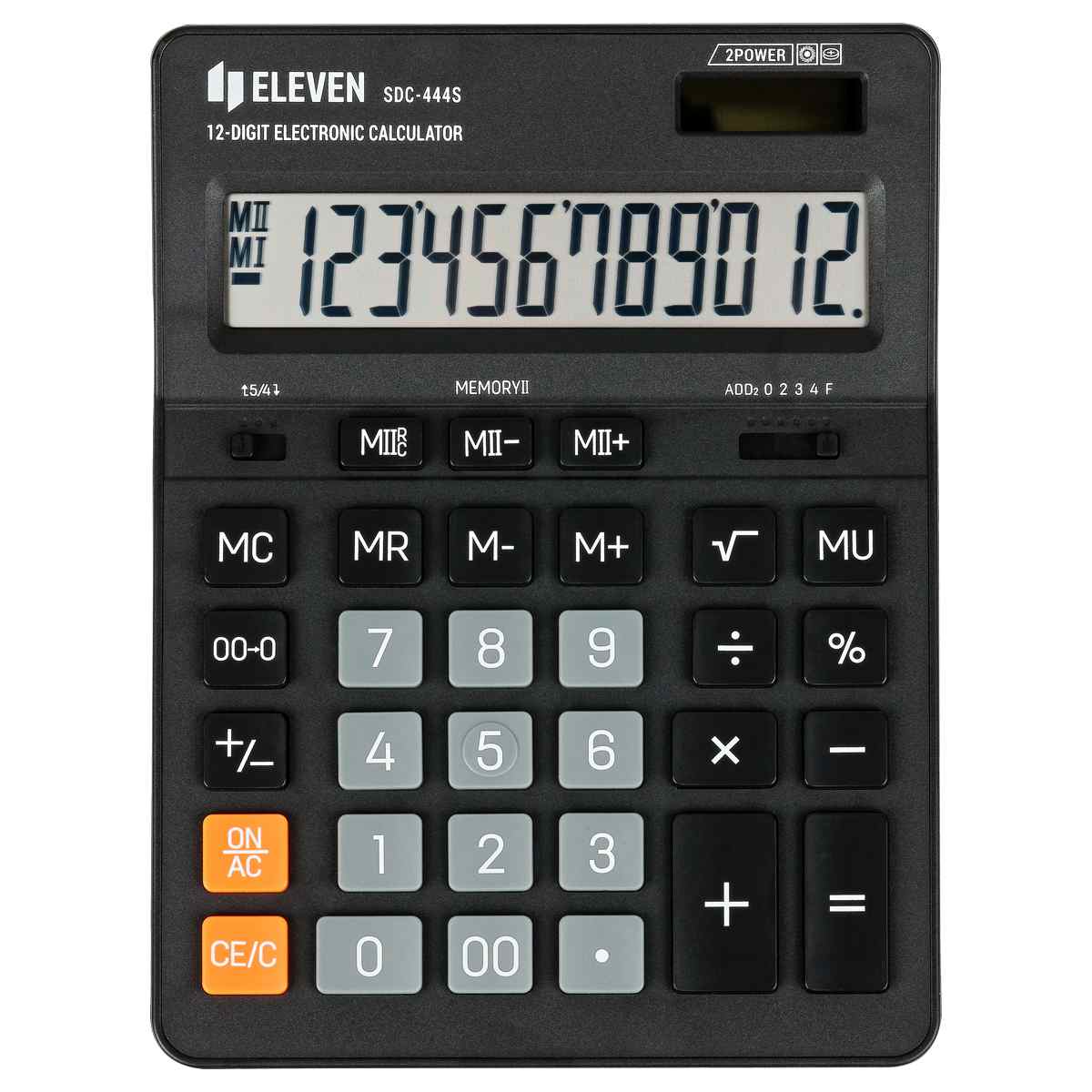 картинка Калькулятор настольный, 12 разрядов, 15,5*20,5*3,6 см, двойное питание, черный, "SDC-444S", Eleven, SDC-444S от магазина Альфанит в Кунгуре