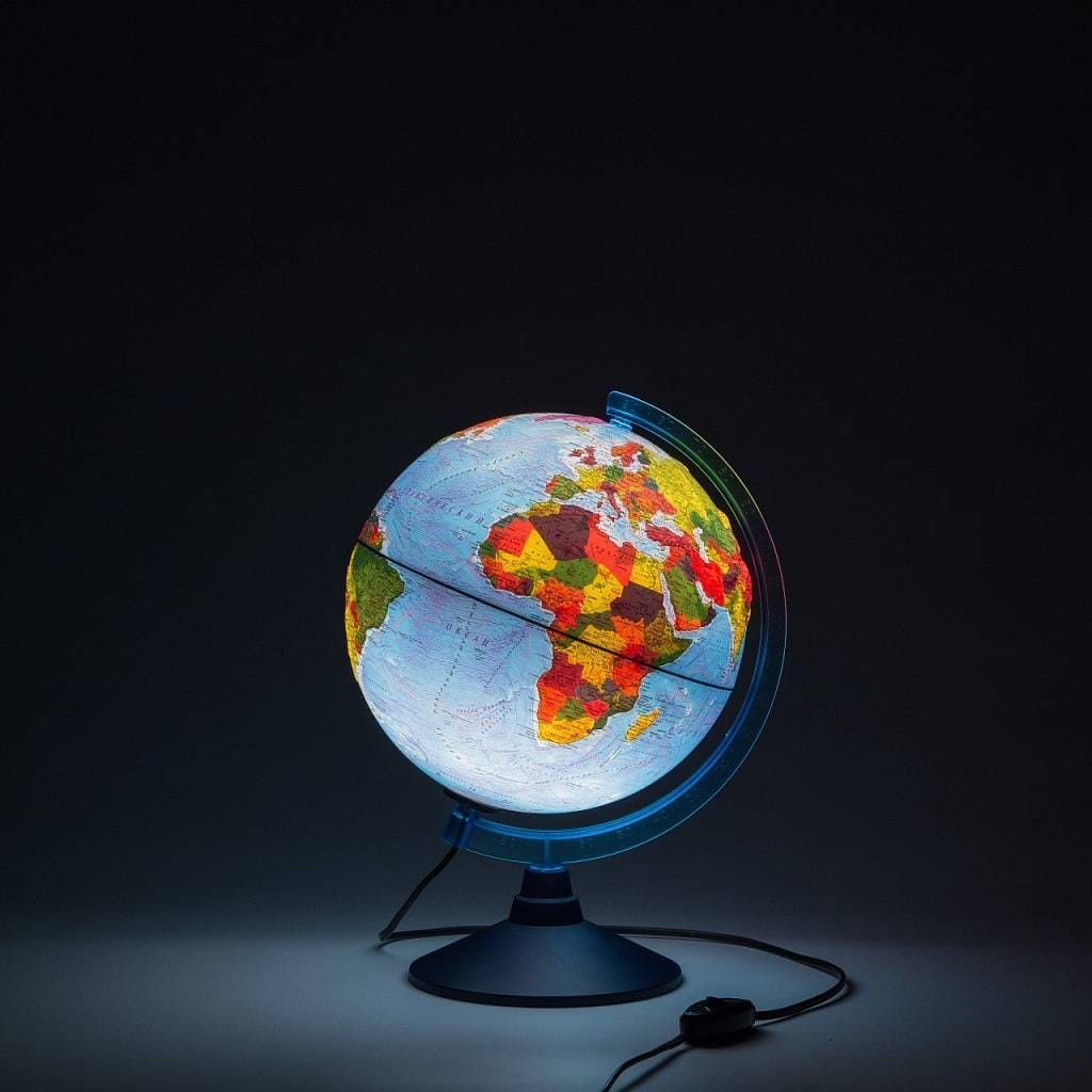 картинка Глобус физико-политический, 25 см, с подсветкой, на подставке, в комплекте очки виртуальной реальности, Globen, INT12500286 от магазина Альфанит в Кунгуре