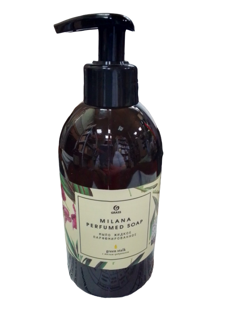 картинка Мыло жидкое, 300 мл, бутыль с дозатором, "Milana perfumed soap. Green stalk", GRASS, 125452 от магазина Альфанит в Кунгуре