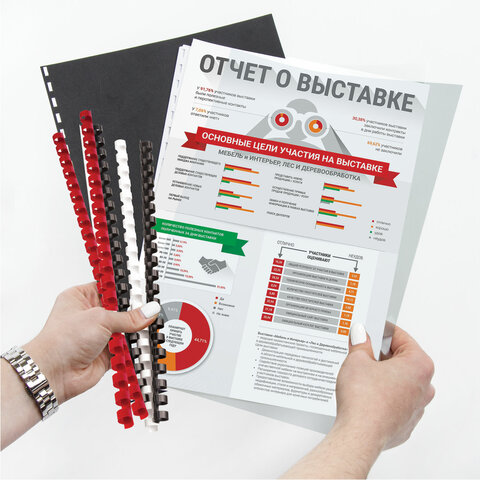 картинка Пружины для переплета 100 шт, 12 мм, на 56-80 л, пластик, белый, BRAUBERG, 530913 от магазина Альфанит в Кунгуре