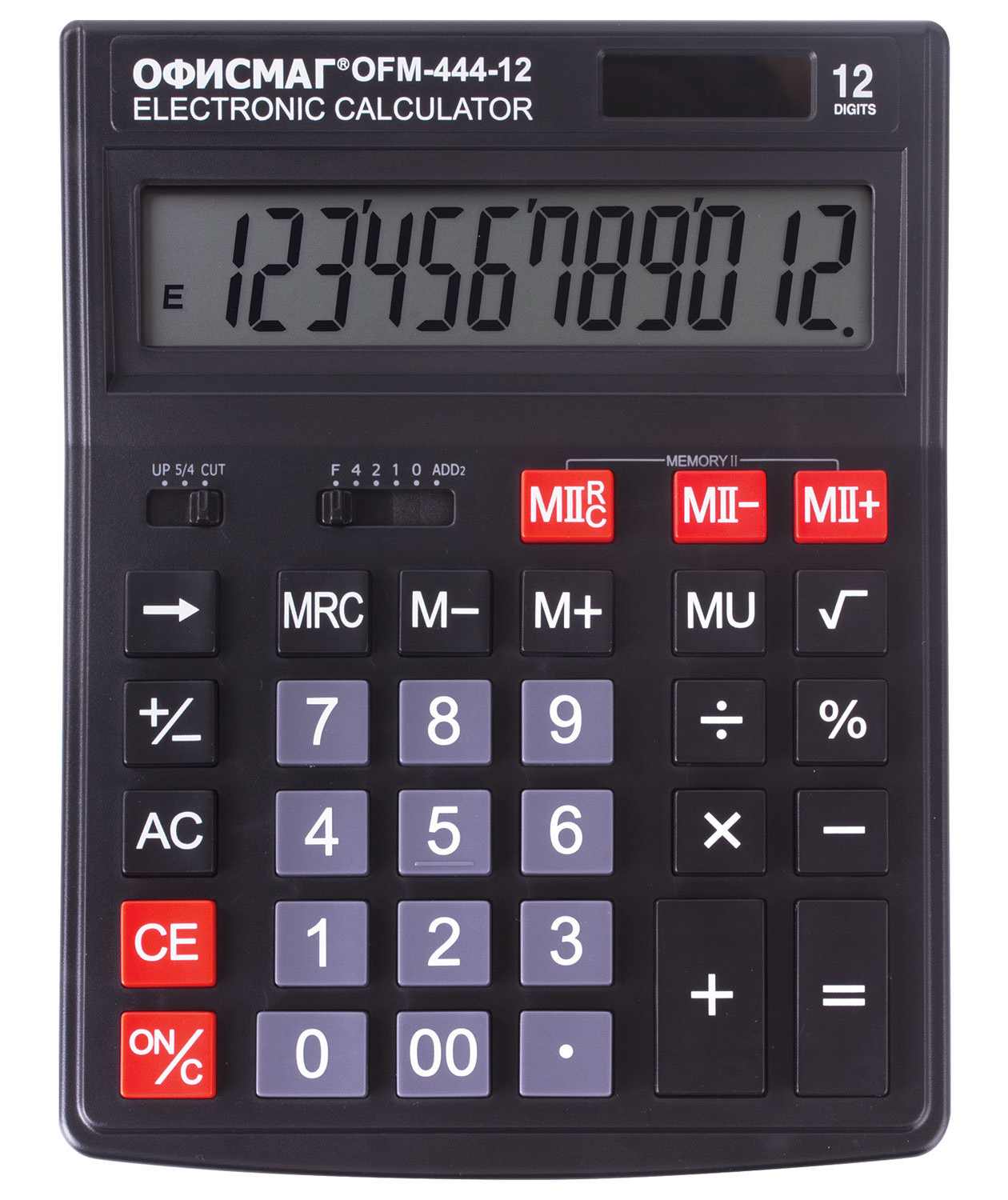 картинка Калькулятор настольный, 12 разрядов, 19,9*15,3 см, двойное питание, черный, "OFM-444", ОФИСМАГ, 250459 от магазина Альфанит в Кунгуре