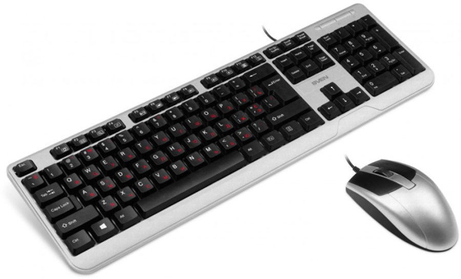 картинка Комплект проводной (клавиатура + мышь) Sven KB-S330C, USB, черный/серебро от магазина Альфанит в Кунгуре