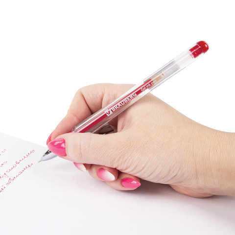 картинка Ручка гелевая, 0,5 мм, красная, с гриппом, "Geller", BRAUBERG, 141181 от магазина Альфанит в Кунгуре
