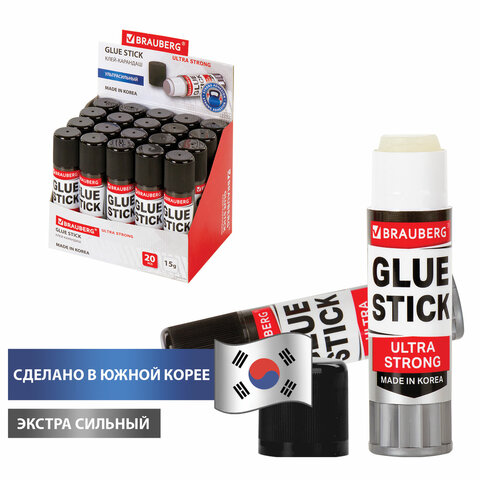 картинка Клей-карандаш, 15 гр, усиленный, "Ultra Strong", BRAUBERG, 229545 от магазина Альфанит в Кунгуре