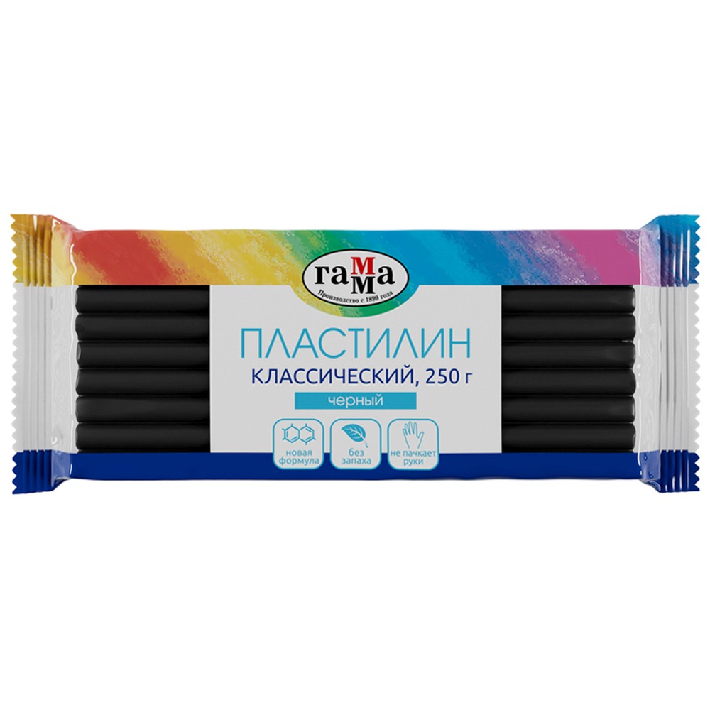 картинка Пластилин, 1 цв, 1 шт, 250 гр, черный, "Классический", Гамма, 270818_06 от магазина Альфанит в Кунгуре