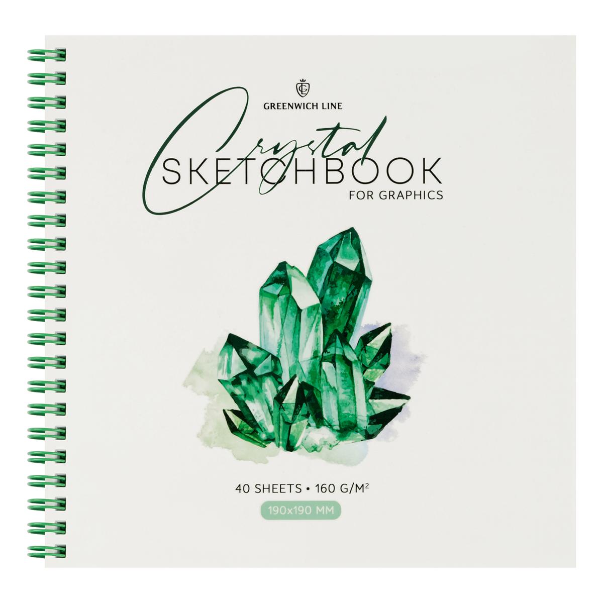 картинка Скетчбук, 19*19 см, 40 л, 160 г/м2, спираль, "Crystal. Emerald Stone", Greenwich Line, SkBG_45786 от магазина Альфанит в Кунгуре