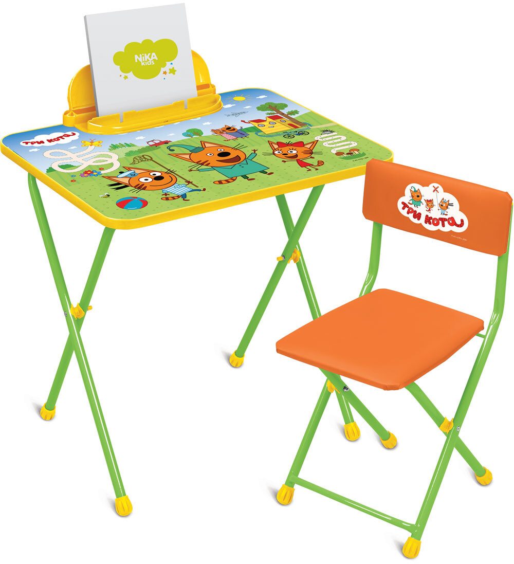 картинка Комплект детской мебели Nika "Три Кота", 60*45 см, металл/пластик, зеленый/оранжевый, ТК1/1 от магазина Альфанит в Кунгуре