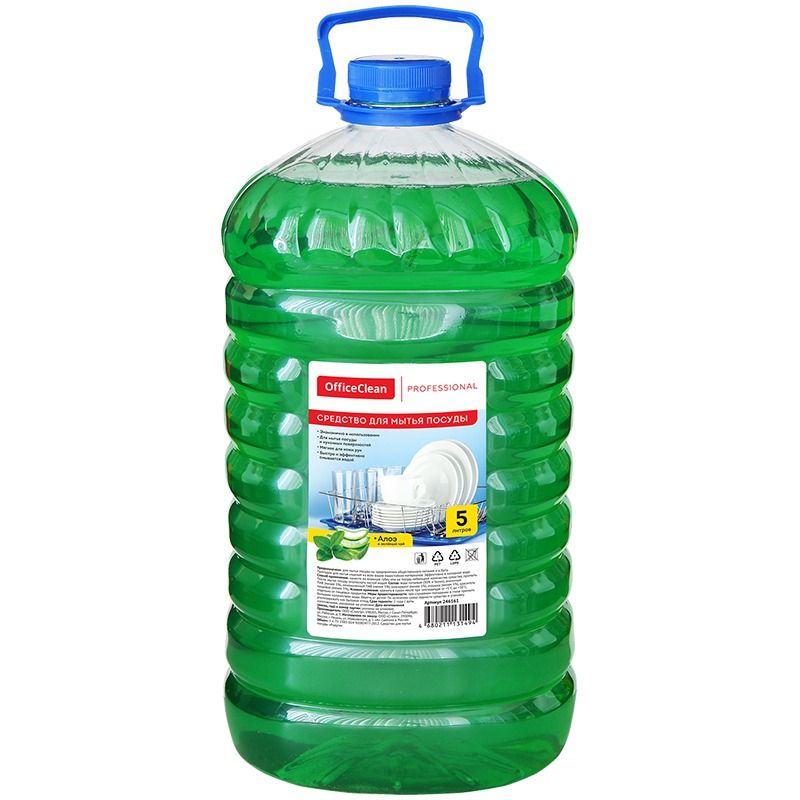 картинка Средство для мытья посуды, 5 л, бутыль, "Алоэ и зеленый чай", OfficeClean, 246161/П от магазина Альфанит в Кунгуре