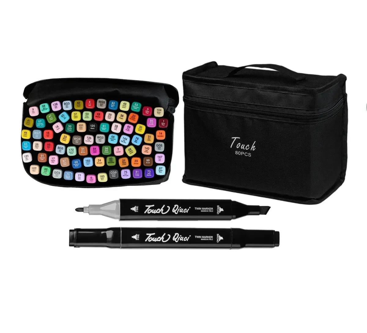 картинка Скетч-маркеры двусторонние, 80 цв, 80 шт, квадратный корпус, в черной сумке, Touch от магазина Альфанит в Кунгуре