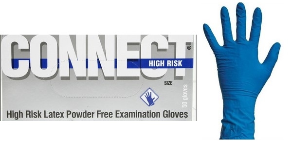 картинка Перчатки латексные, 1 пара, размер XL, синий, "High Risk", Connect от магазина Альфанит в Кунгуре