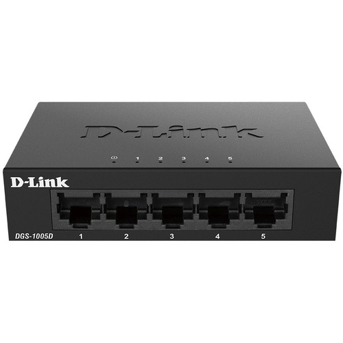 картинка Коммутатор D-Link DGS-1005D, 5 портов, 10/100 Мбит/с, неуправляемый от магазина Альфанит в Кунгуре