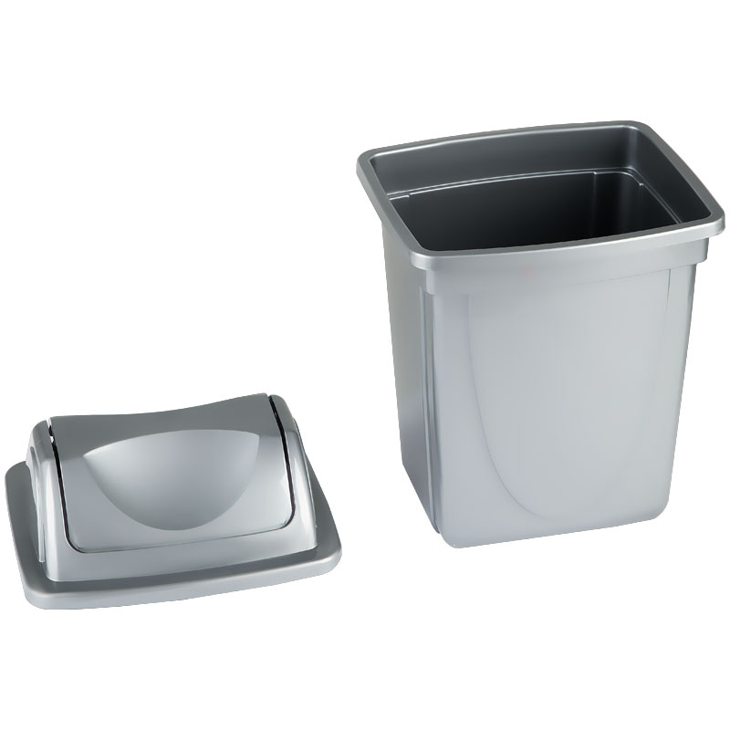 картинка Корзина для мусора 12 л, пластик, серый металлик, цельная с вращающейся крышкой, СТАММ, КР92 от магазина Альфанит в Кунгуре