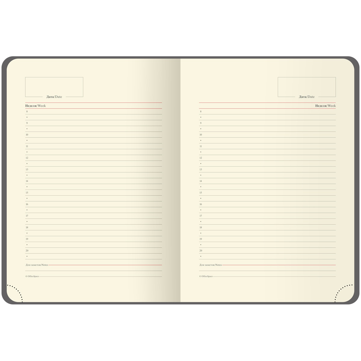 картинка Ежедневник недатированный, А5, 136 л, кожзам, коричневый/красный, "Duo", OfficeSpace, ENA5_53069 от магазина Альфанит в Кунгуре