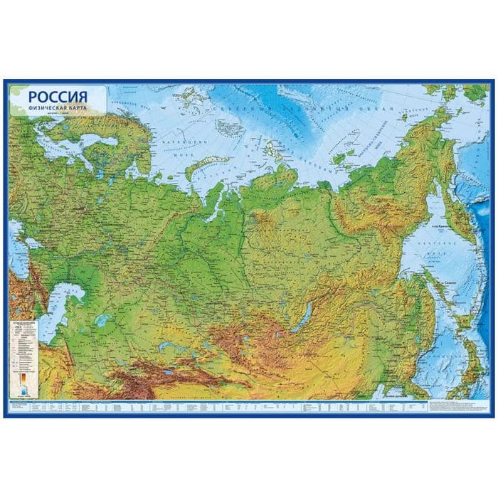 картинка Карта России, 101*70 см, 1:8,5 млн, физическая, интерактивная, с ламинацией, Globen, КН051 от магазина Альфанит в Кунгуре