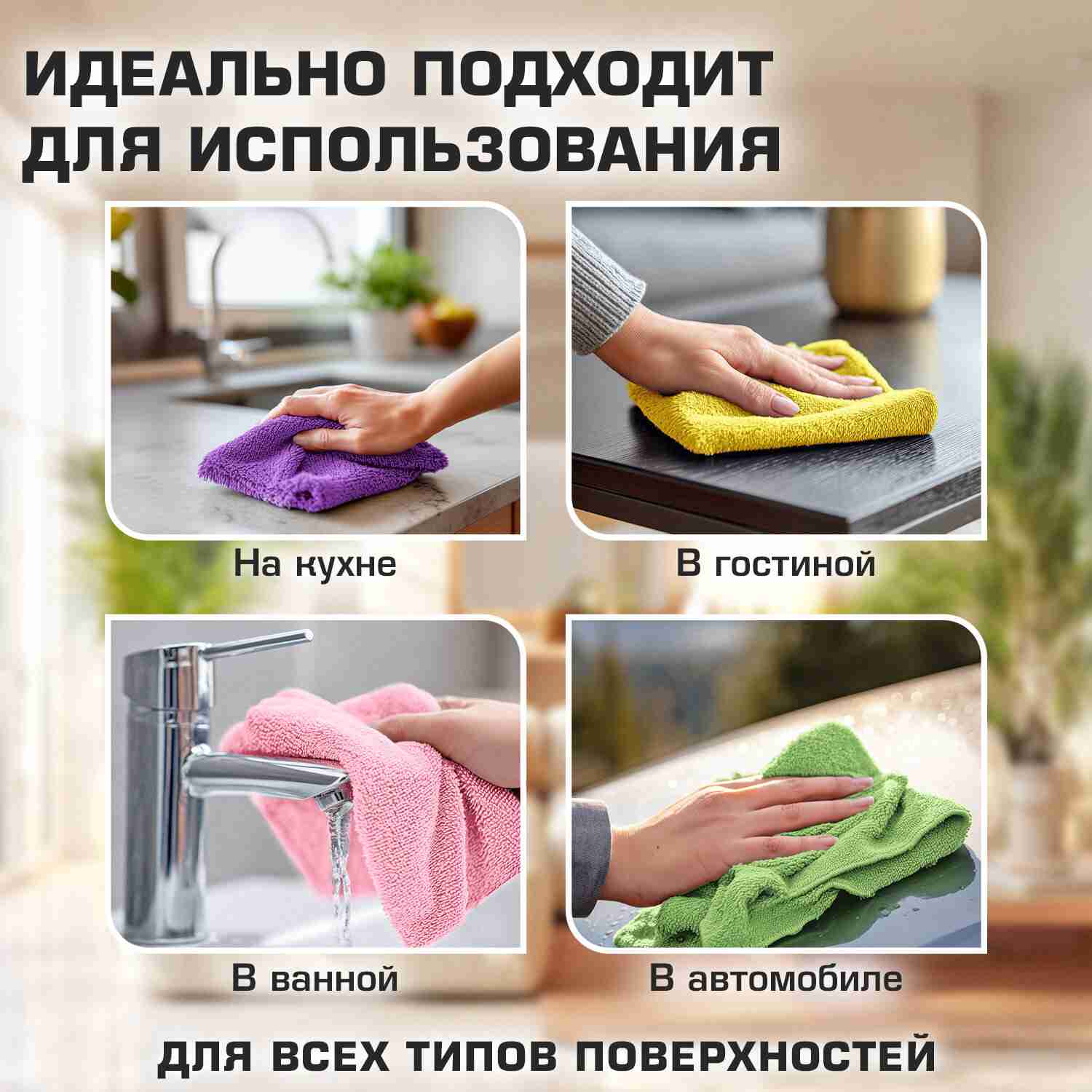 картинка Салфетки из микрофибры, 10 шт, 30*30 см, "Multi Colour Economy Pack 10", LAIMA, 607794 от магазина Альфанит в Кунгуре