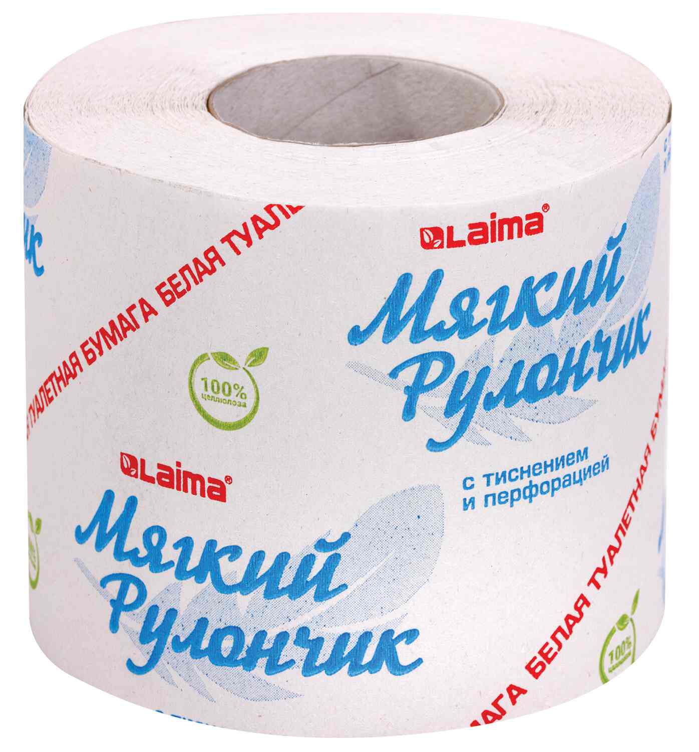 картинка Бумага туалетная, 1 шт, 1 слой, 51 м, втулка, цвет белый, 100% целлюлоза, "Мягкий рулончик", LAIMA, 114737 от магазина Альфанит в Кунгуре