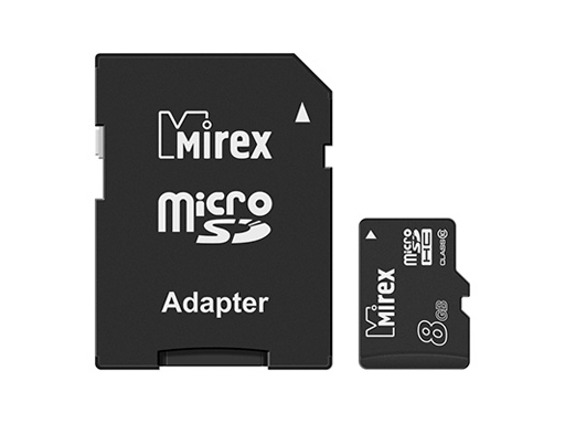 картинка Карта памяти micro-SDHC Mirex 8 GB Class 10, с адаптером от магазина Альфанит в Кунгуре