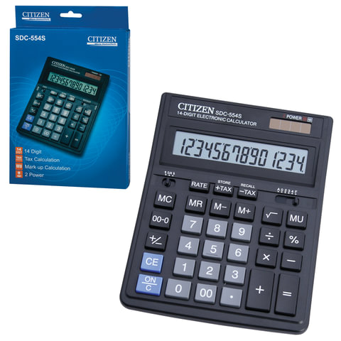 картинка Калькулятор настольный, 14 разрядов, 19,9*15,3 см, CITIZEN, SDC-554S от магазина Альфанит в Кунгуре
