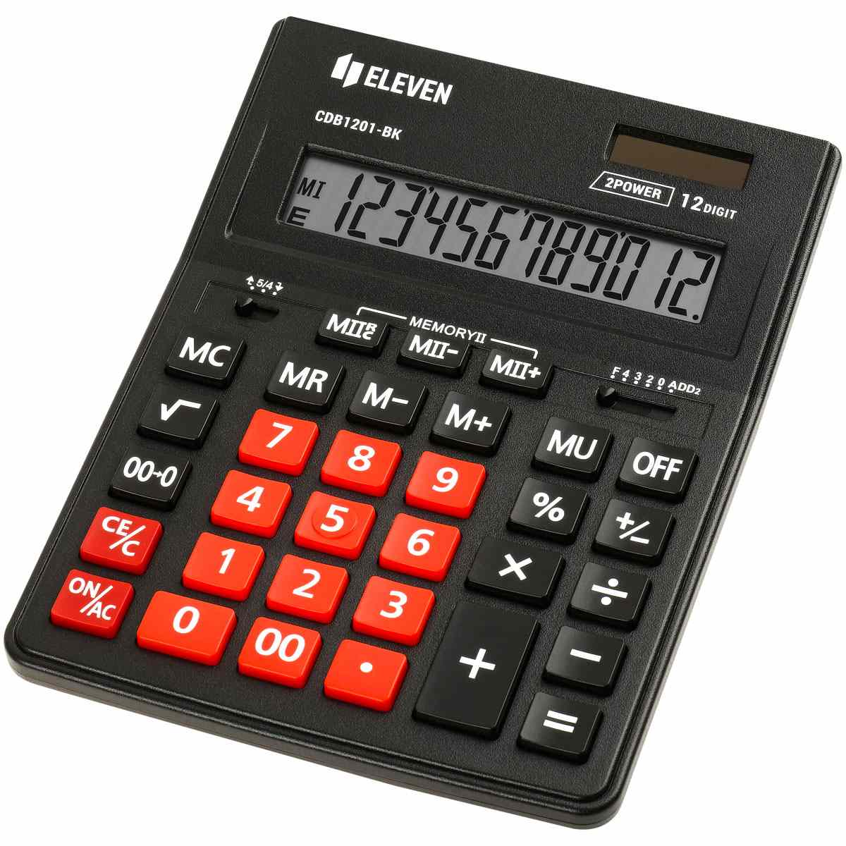 картинка Калькулятор настольный, 12 разрядов, 15,5*20,5*3,5 см, двойное питание, "CDB1201-BK/RD", Eleven от магазина Альфанит в Кунгуре