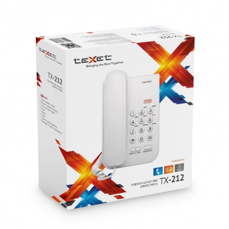 картинка Телефон проводной, белый,  teXet TX-212 от магазина Альфанит в Кунгуре