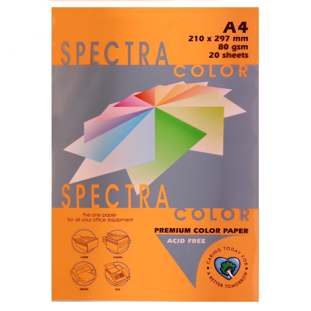 картинка Бумага офисная цветная, А4, 20 л, 1 цв, 80 г/м2, оранжевый неон, Spectra Color, 42371 от магазина Альфанит в Кунгуре