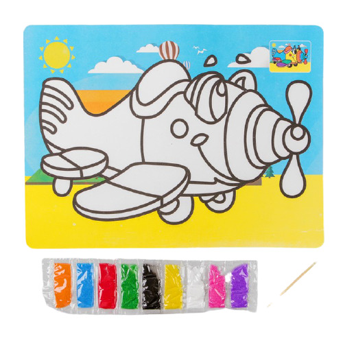 картинка Картина из песка, с цветным основанием, "Самолетик", 3803822, УЦЕНКА от магазина Альфанит в Кунгуре