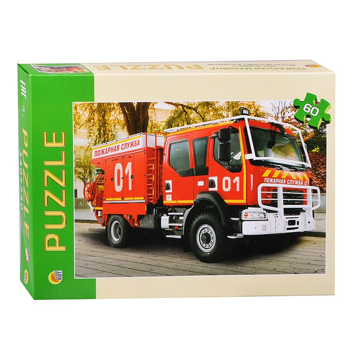 картинка Пазл 60 эл., "Пожарная машина", Рыжий кот, 60-0974П от магазина Альфанит в Кунгуре