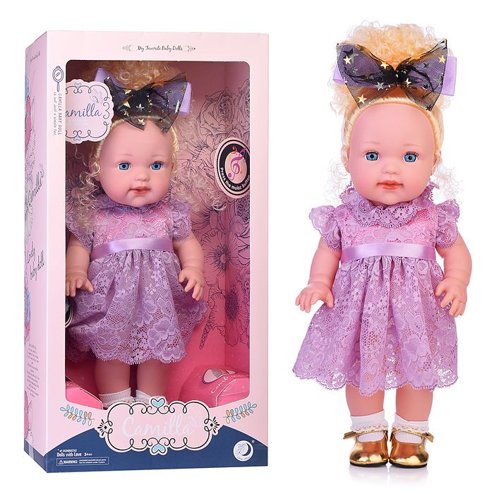 картинка Кукла, 35 см, с аксессуарами, звук, сиреневый, в коробке, "Камилла", A678A от магазина Альфанит в Кунгуре