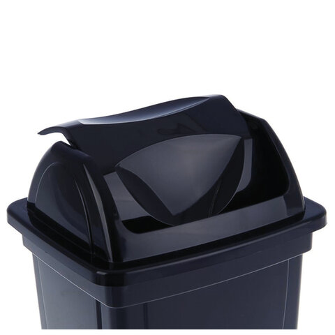 картинка Корзина для мусора 12 л, пластик, черный, цельная с вращающейся крышкой, СТАММ, КР90 от магазина Альфанит в Кунгуре