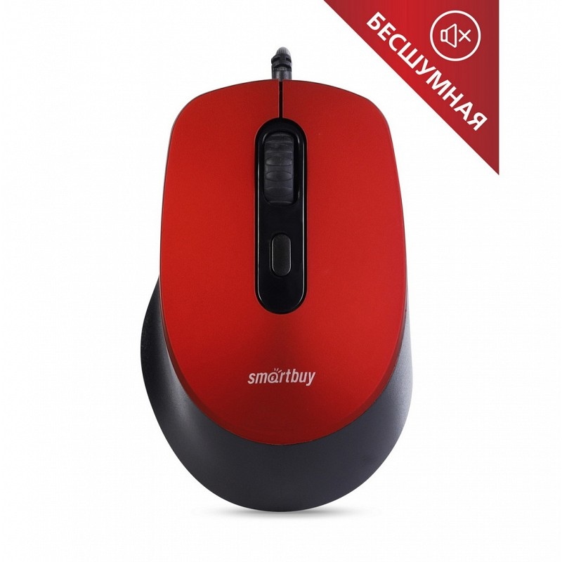 картинка Мышь проводная бесшумная SmartBuy 265 One, 800-2400 dpi, USB, красный, SBM-265-R от магазина Альфанит в Кунгуре