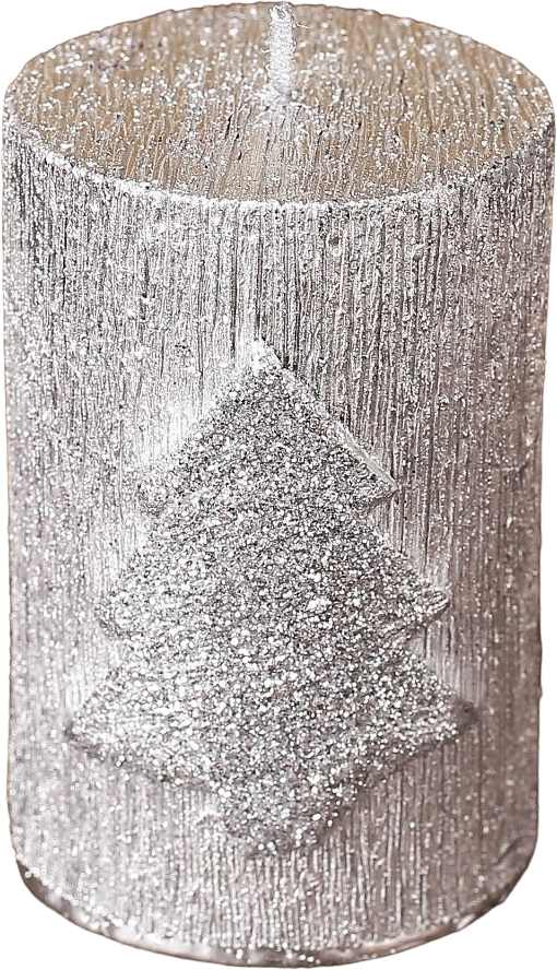 картинка Свеча новогодняя, 8*5,5 см, серебро, "Елка", 4385061 от магазина Альфанит в Кунгуре
