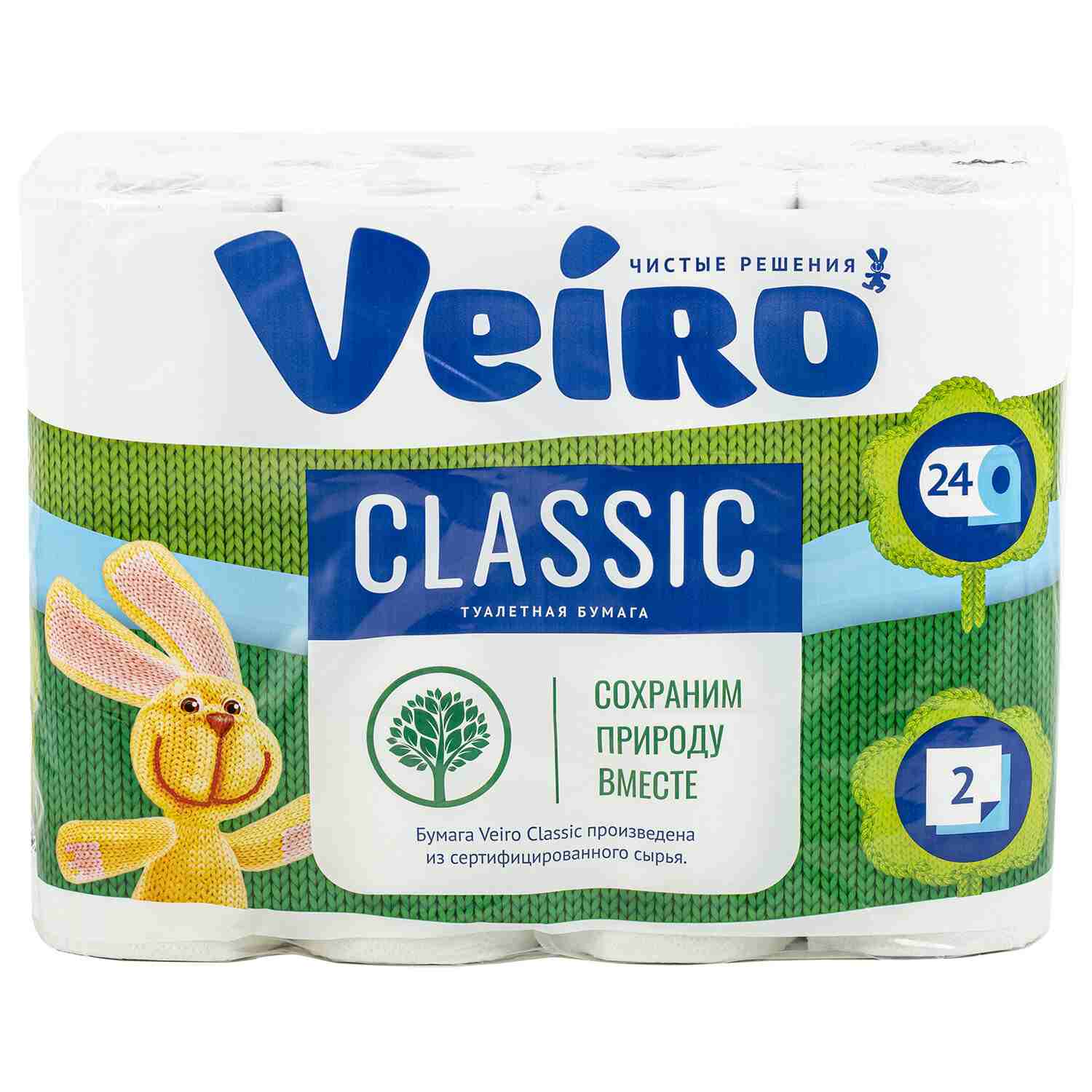 картинка Бумага туалетная, 24 шт, 2 слоя, цвет белый, "Classic", Veiro, 5с224 от магазина Альфанит в Кунгуре
