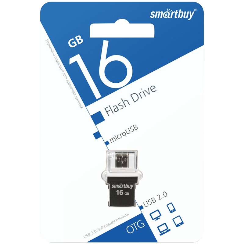 картинка Флеш-диск SmartBuy 16 GB, OTG POKO, черный, SB16GBPO-K от магазина Альфанит в Кунгуре