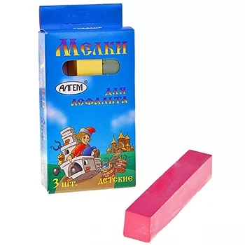 картинка Мел цветной, 3 шт, квадратный, для асфальта, в коробке, АЛГЕМ, НМЦА-3 от магазина Альфанит в Кунгуре