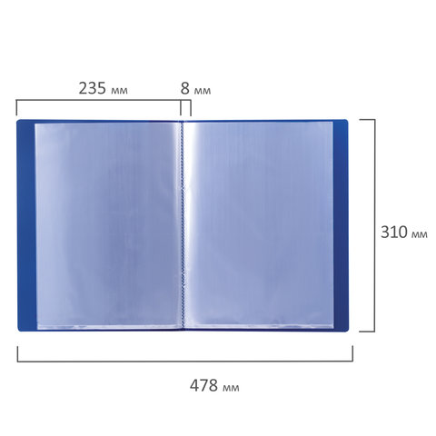 картинка Папка 10 файлов, А4, корешок 0,6 мм, синий, "Стандарт", BRAUBERG, 221591 от магазина Альфанит в Кунгуре