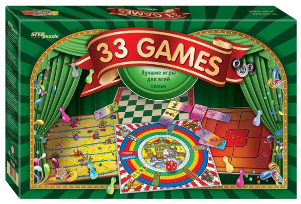 картинка Игра настольная, 21*33 см, "33 лучшие игры мира", StepPuzzle, 76584 от магазина Альфанит в Кунгуре