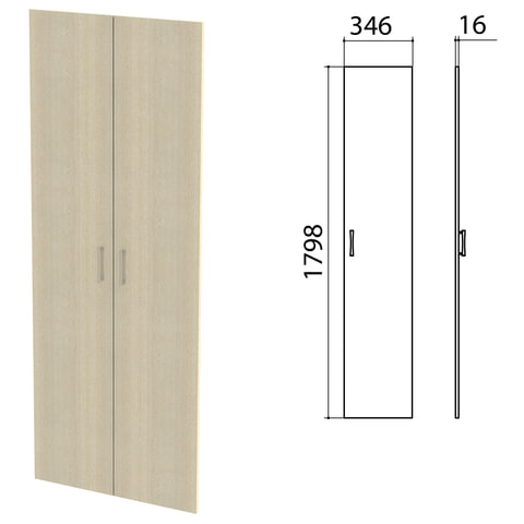 картинка Дверь шкафа Канц, 2 шт, 34,6*1,6*179,8 см, ЛДСП, дуб молочный, высокая от магазина Альфанит в Кунгуре