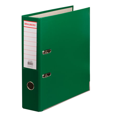 картинка Папка-регистратор, А4, корешок 75 мм, до 500 л, бумвинил, зеленый, с карманом, BRAUBERG, 226597 от магазина Альфанит в Кунгуре