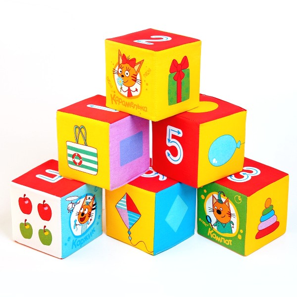 картинка Кубики мягкие 6 шт, "Три кота. Математика", Мякиши, 473 от магазина Альфанит в Кунгуре