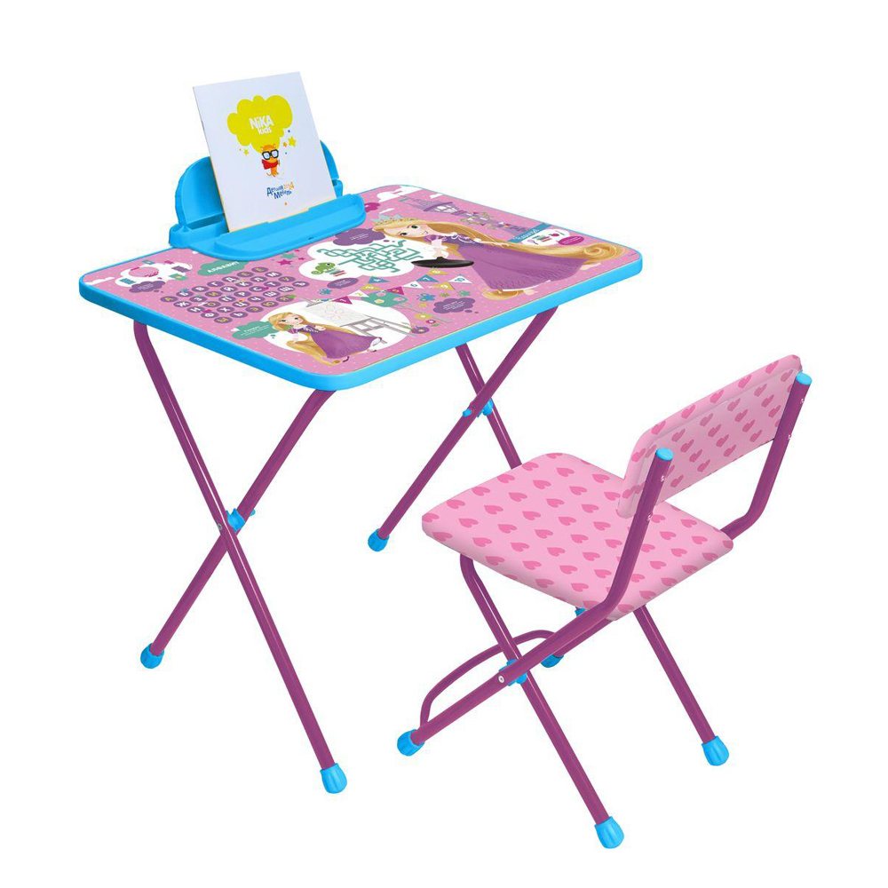 картинка Комплект детской мебели Nika "Рапунцель", 60*45, розовый/фиолетовый, с пеналом и рисунком, Д1Р-М от магазина Альфанит в Кунгуре