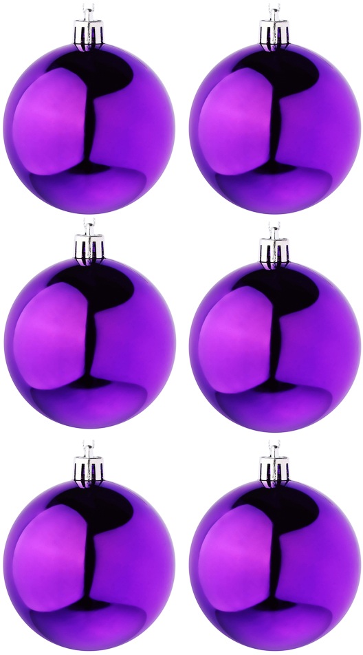 картинка Набор елочных шаров 6 шт, 7 см, пластик, фиолетовый, СНОУ БУМ, 372-483, УЦЕНКА от магазина Альфанит в Кунгуре