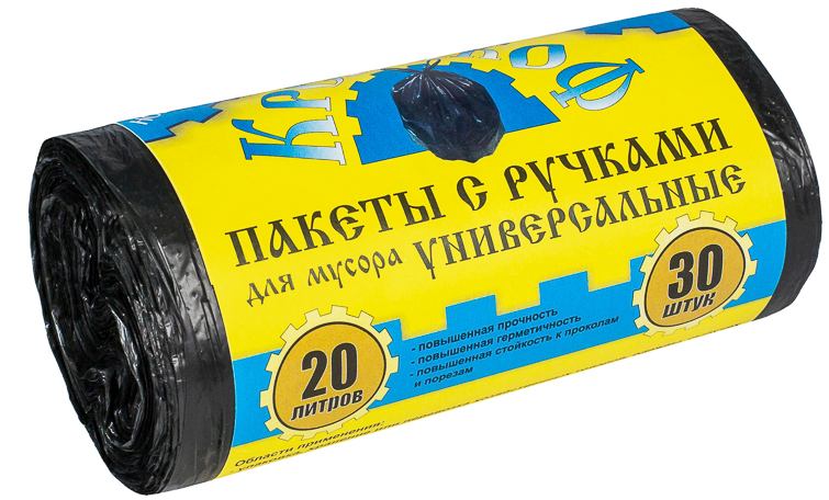 картинка Мешки для мусора, 20 л, 30 шт, с ручками, "Крепакоф" от магазина Альфанит в Кунгуре