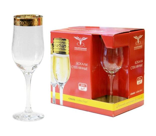 картинка Набор бокалов для шампанского 6 шт, 200 мл, стекло, "Нежность", 7165959 от магазина Альфанит в Кунгуре