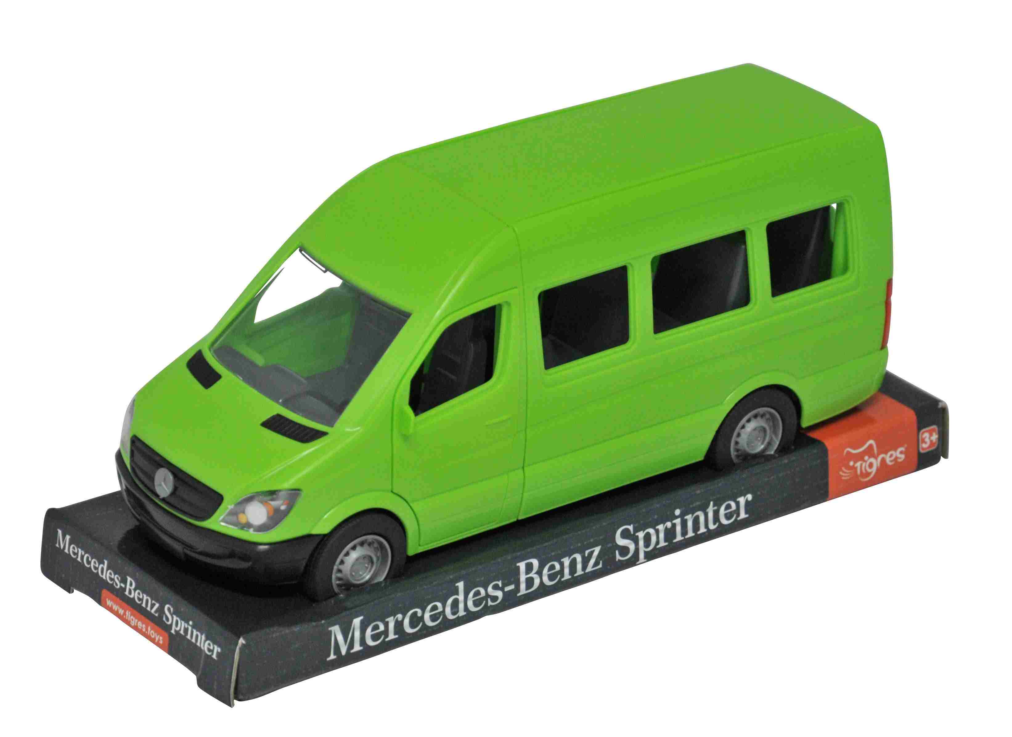 картинка Машина, 24 см, пластик, зеленый, пасажирский, "Mercedes-Benz Sprinter", 39714 от магазина Альфанит в Кунгуре