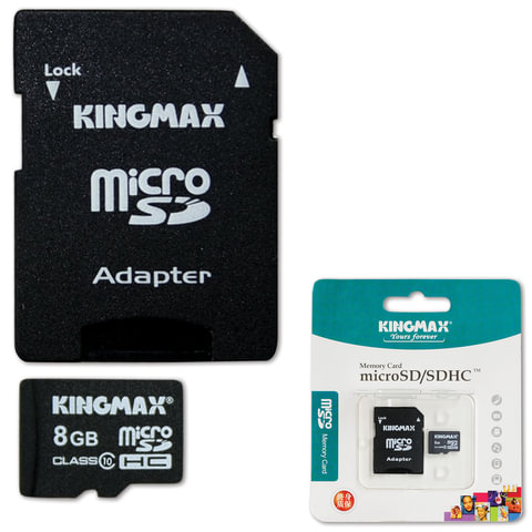 картинка Карта памяти micro-SDHC Kingmax 8 GB Class 10, с адаптером от магазина Альфанит в Кунгуре